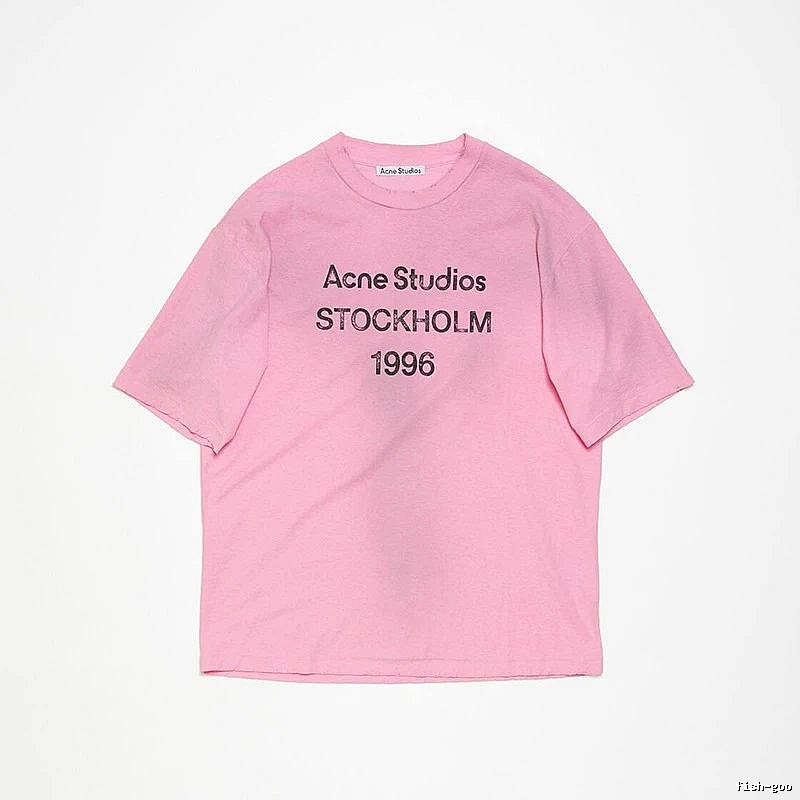 Acne Studios 2090-80 Pink Red Style Ac908026 Stockholm Logo T-Shirt Weekend Wear