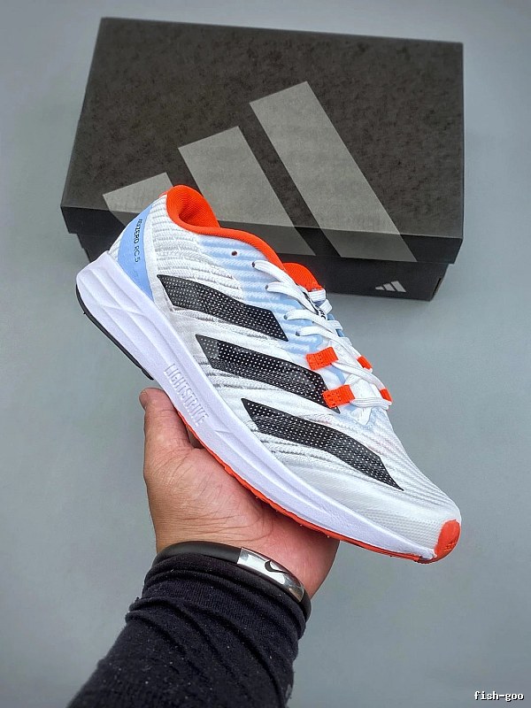 Adidas White, Black and Orange Road Runners, Mixed Panel Finish