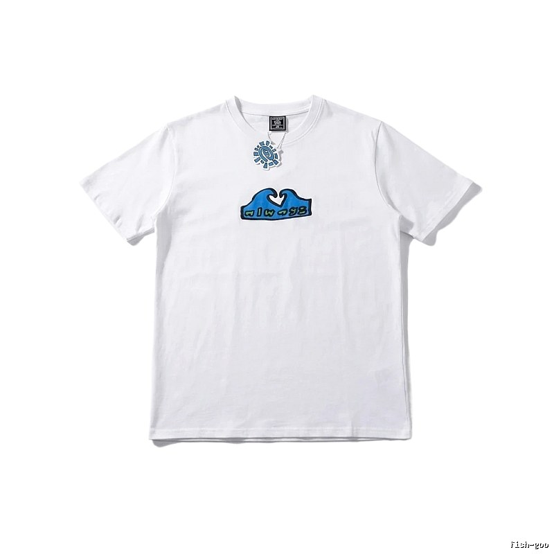 ADWYSD Wave Print Short-Sleeve White T-shirt