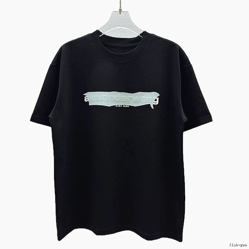 Alexander Wang Foam Logo Street Style Black T-Shirt