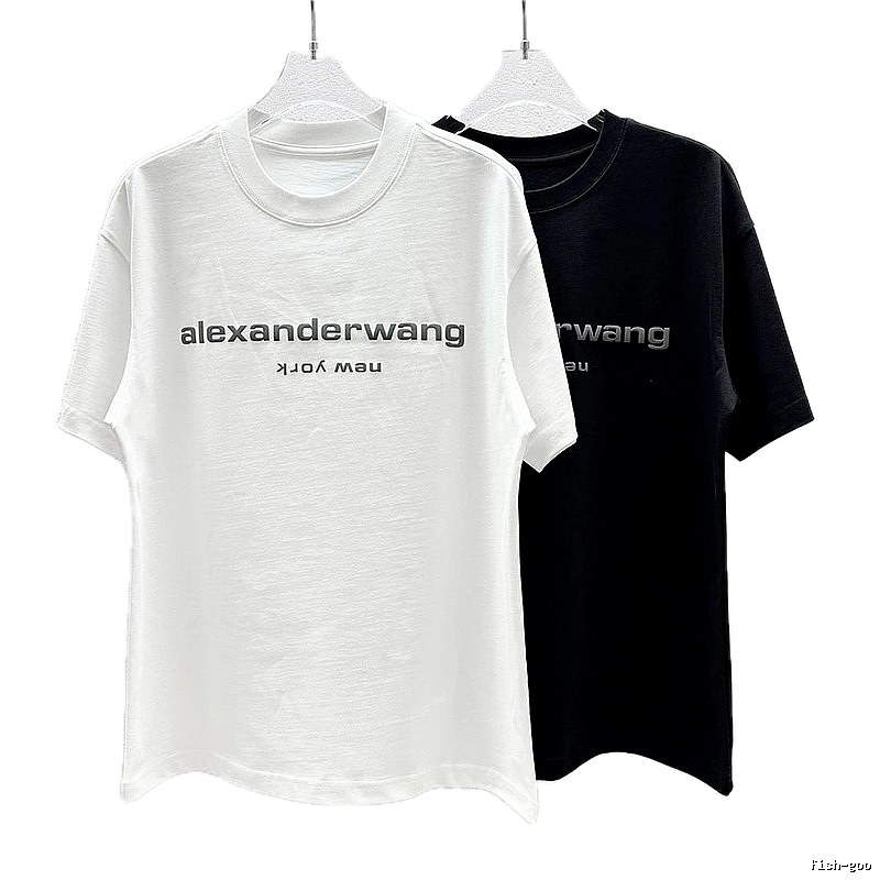 Alexander Wang Letter Print Casual Black and White Short Sleeve T-Shirt
