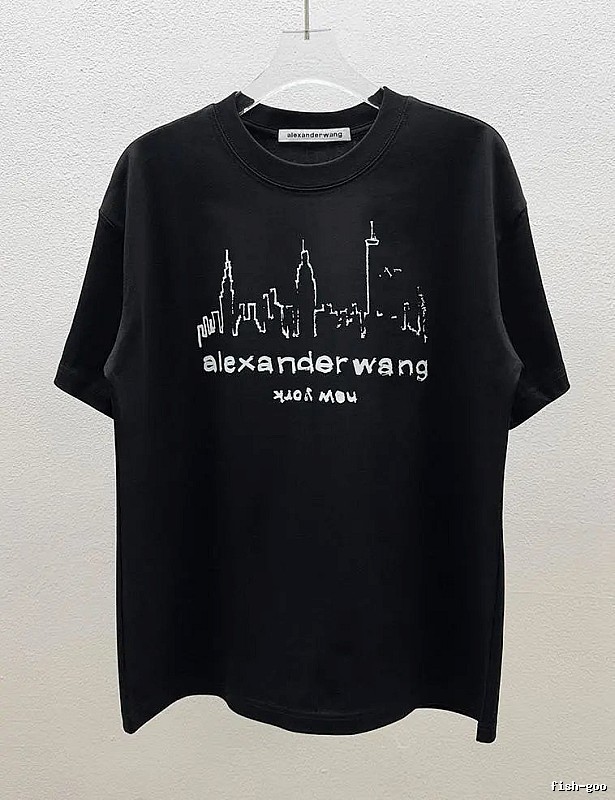Alexander Wang Trendy & Cool Skyline Print Black T-Shirt