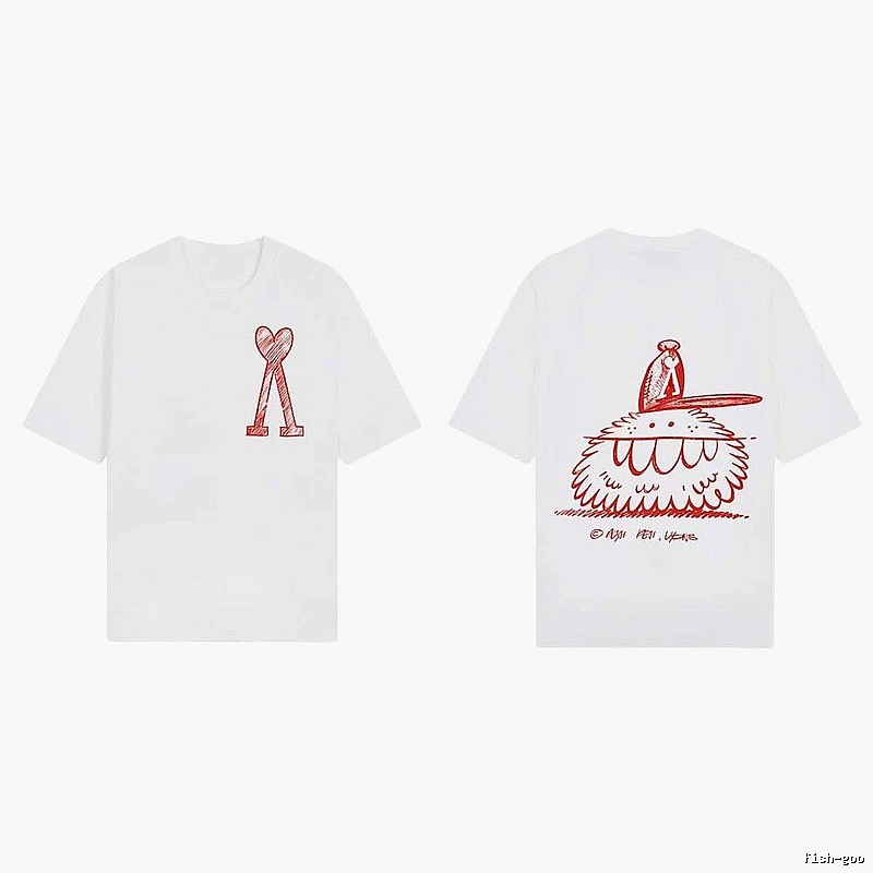 AMI cartoon printed white T-shirt
