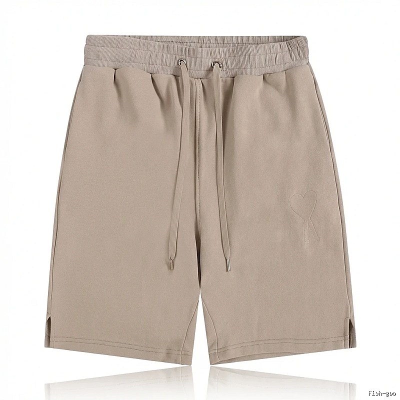 AMI Embroidered Trendy Brand Khaki Shorts