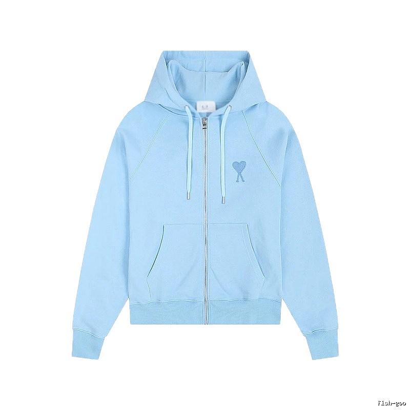 AMI Love Embroidery Light Blue Hoodie