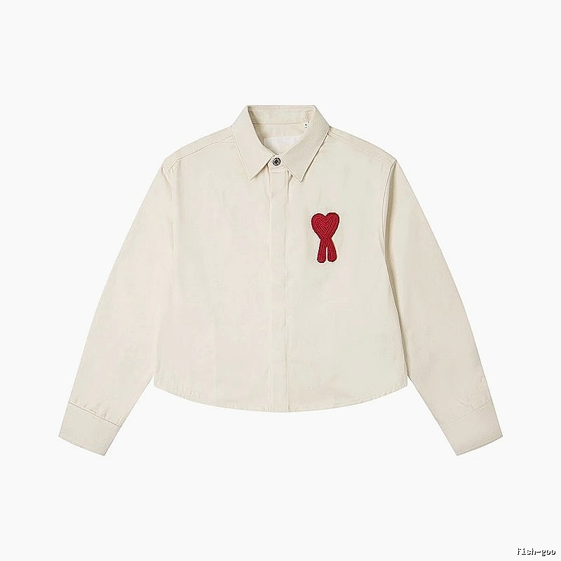 AMI Love Embroidery Minimalist Style White Shirt