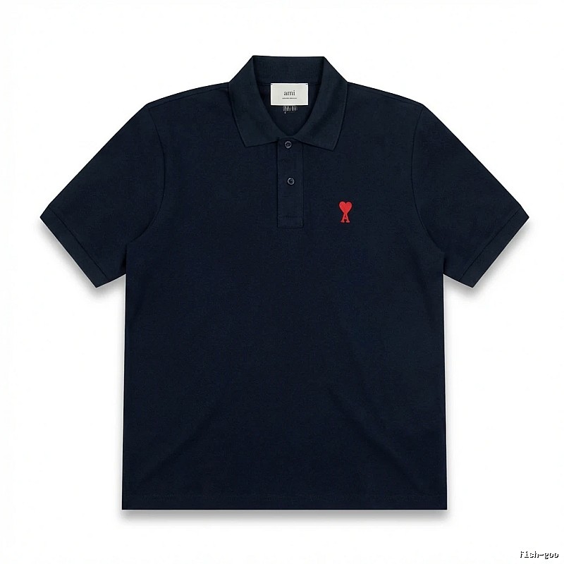 AMI Love Heart Logo Minimalist Style Polo Shirt