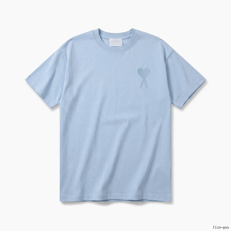 AMI Love Heart Pattern Light Blue T-shirt