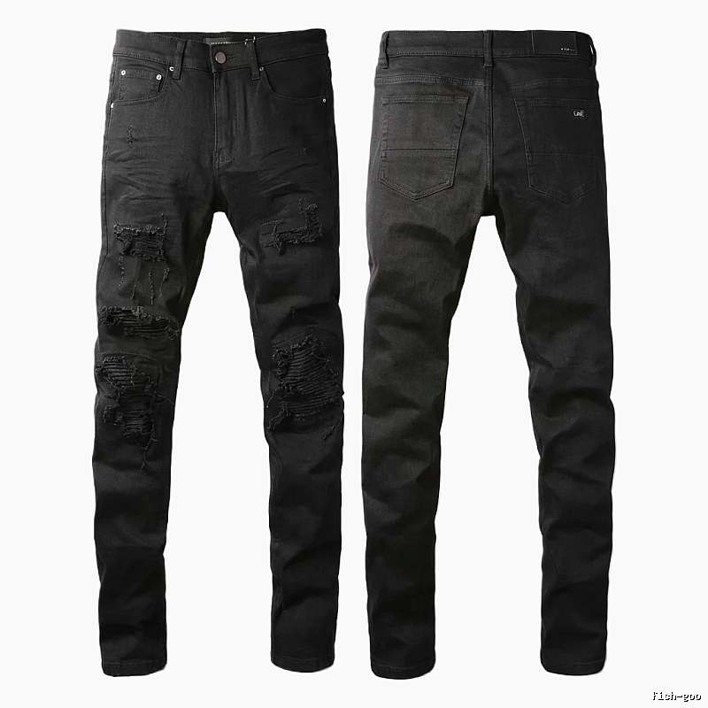 AMI Ripped and Trendy Cool Black Jeans