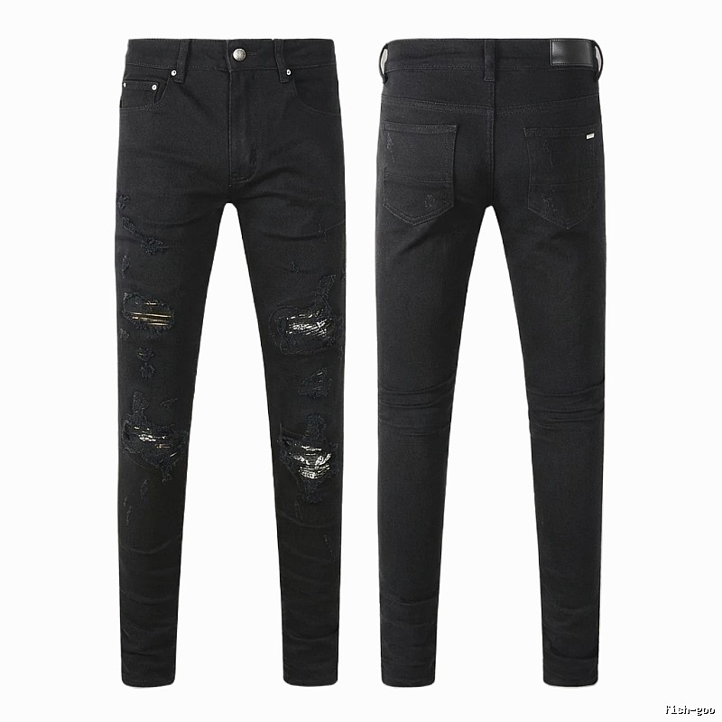 AMI Ripped Trendy Cool Black Jeans