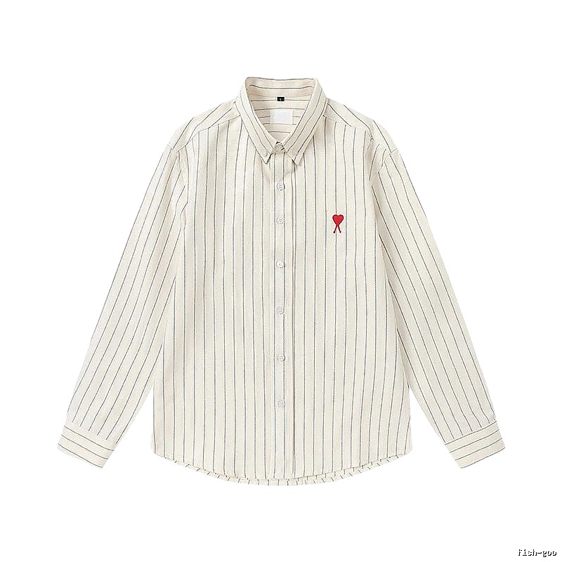 AMI Stripe Minimalist Style White Shirt