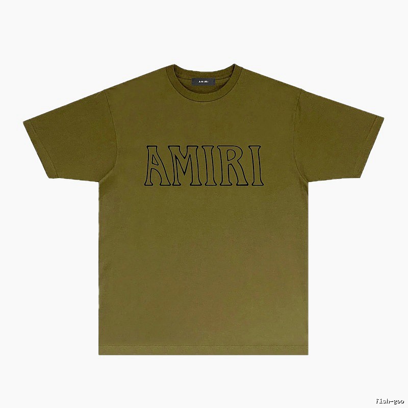 AMIRI Basic Style Minimalist Olive Green T-shirt