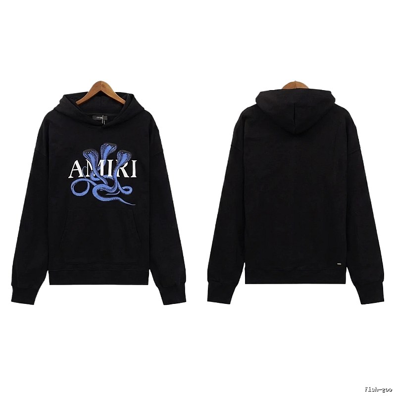 AMIRI Black Hoodie with Snake Print