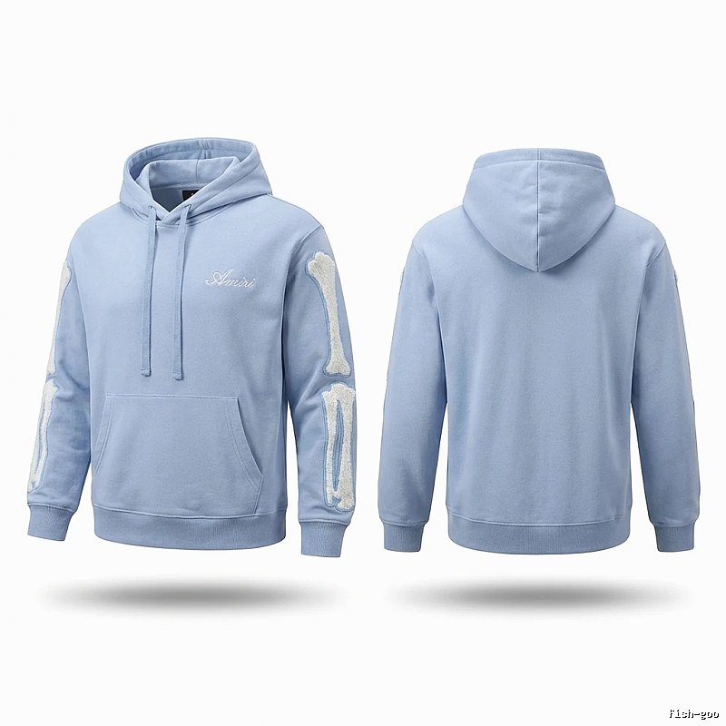 AMIRI Bone Pattern Trendy and Cool Style Light Blue Sweatshirt