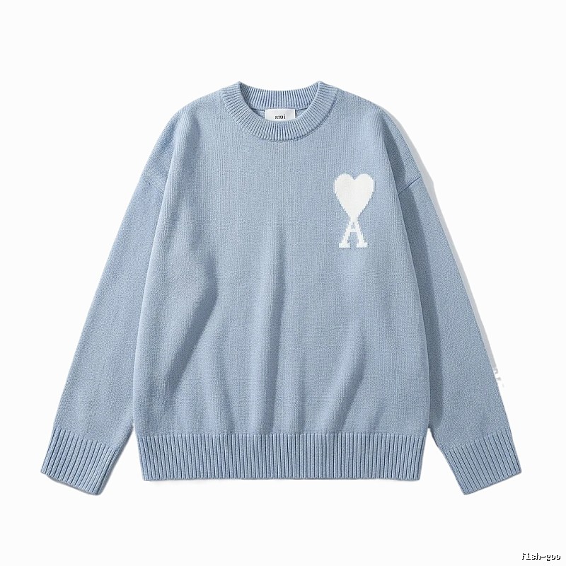 AMIRI Love Simple Style Blue Sweater