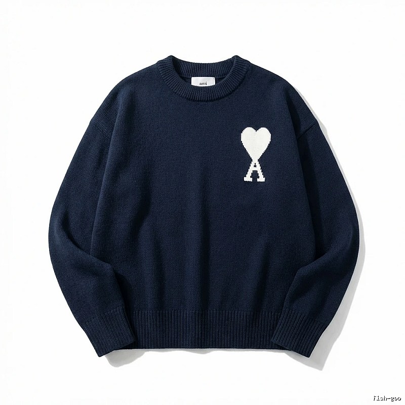AMIRI Simple Love Style Dark Blue Sweater