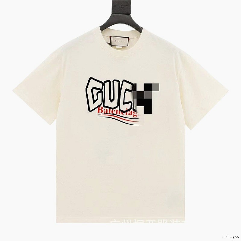 Balenciaga Co-branded Graffiti-style Off-white T-Shirt