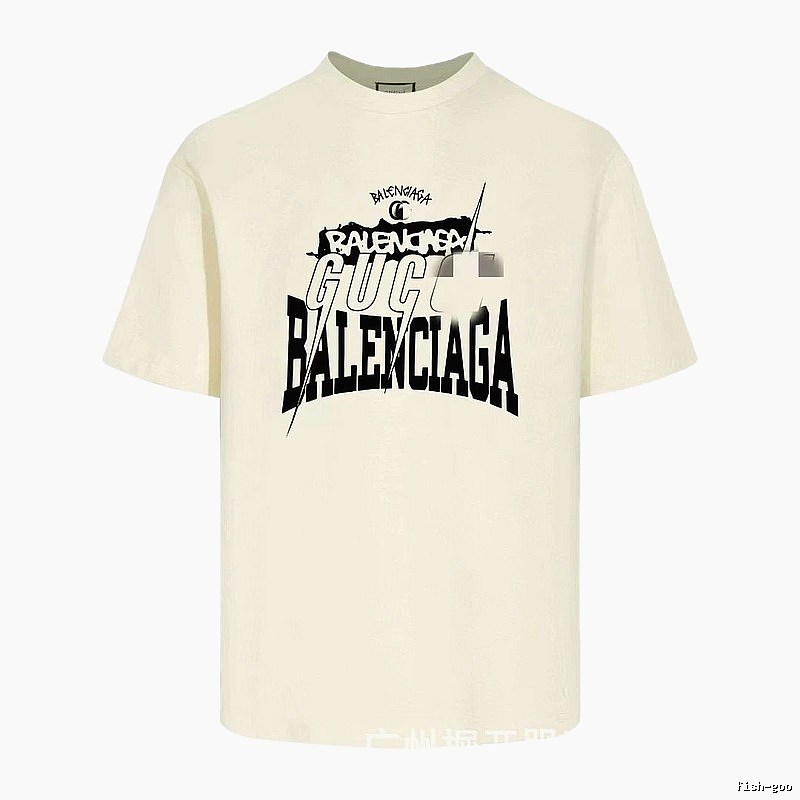 Balenciaga Co-branded Printed Street-style Off-white T-shirt