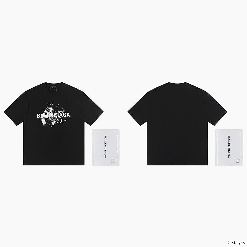 Balenciaga Distressed Print Cool Trendy Black T-Shirt