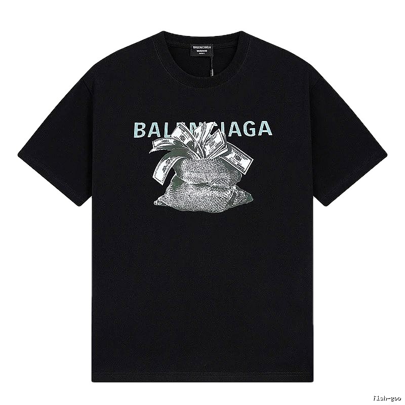 Balenciaga Dollar Print Street Style Black T-Shirt