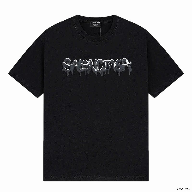 Balenciaga Graffiti Street Style Black Short Sleeve T-shirt