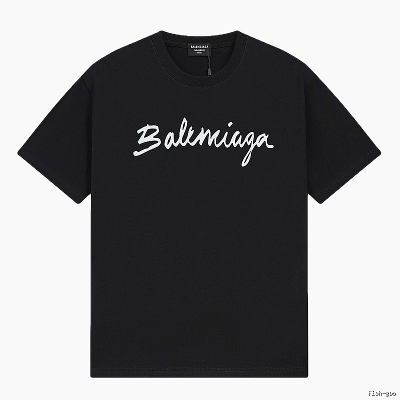 Balenciaga Handwritten Trendy Style Black T-shirt