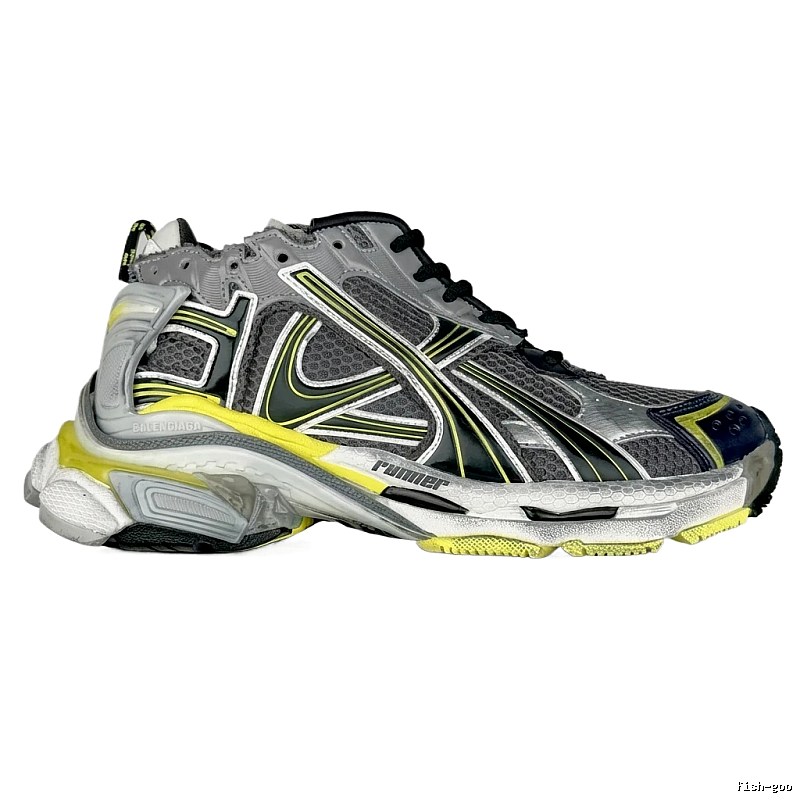 Balenciaga retro-style gray-yellow sports shoes
