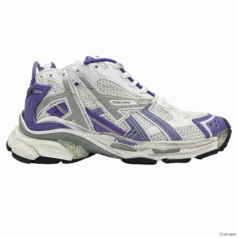 Balenciaga retro-style white and purple sports shoes