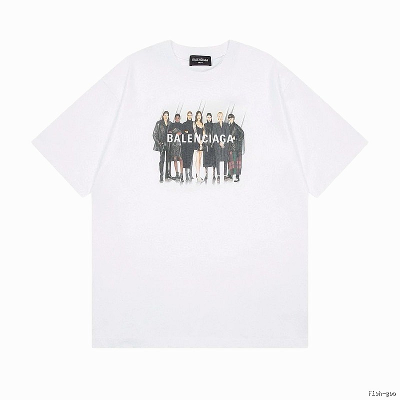Balenciaga Trendy and Cool Style Portrait Print White T-shirt