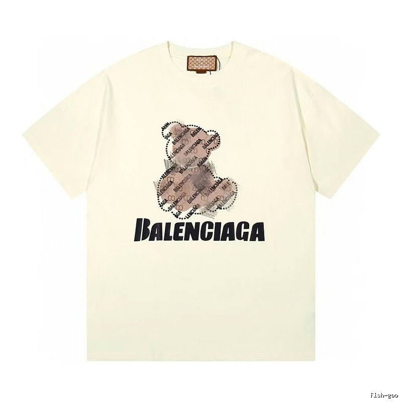 Balenciaga Trendy Off-white T-shirt with Bear Print