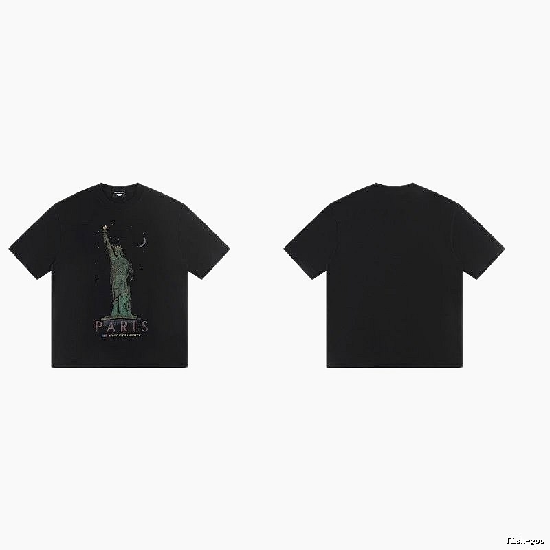 Balenciaga Vintage Style Statue of Liberty Black T-Shirt