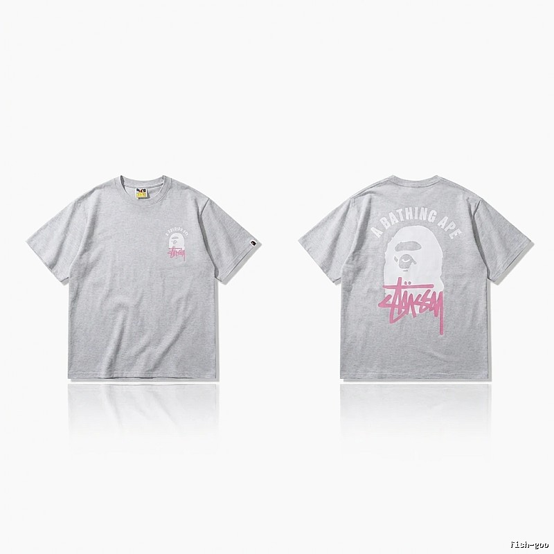 Bape Ape Head Trendy and Cool Style Gray T-shirt