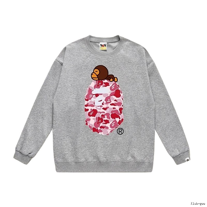 Bape cartoon camouflage style gray sweatshirt