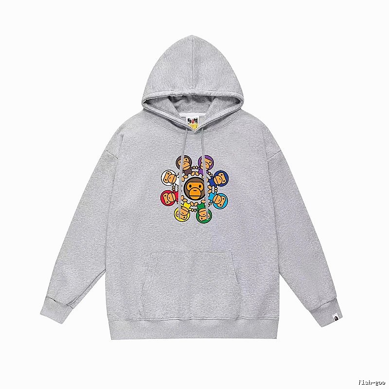 Bape Cartoon Print Grey Hoodie