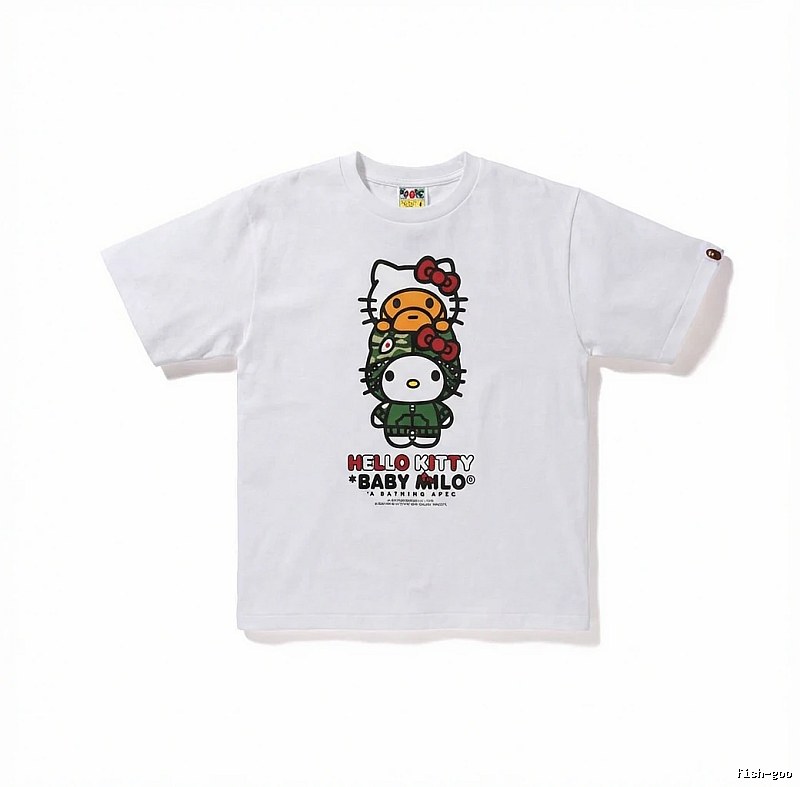 Bape co-branded cartoon-style white T-shirt