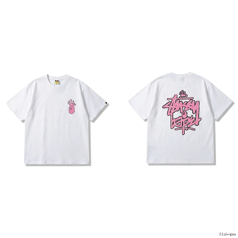 Bape Co-branded Pink Trendy T-shirt
