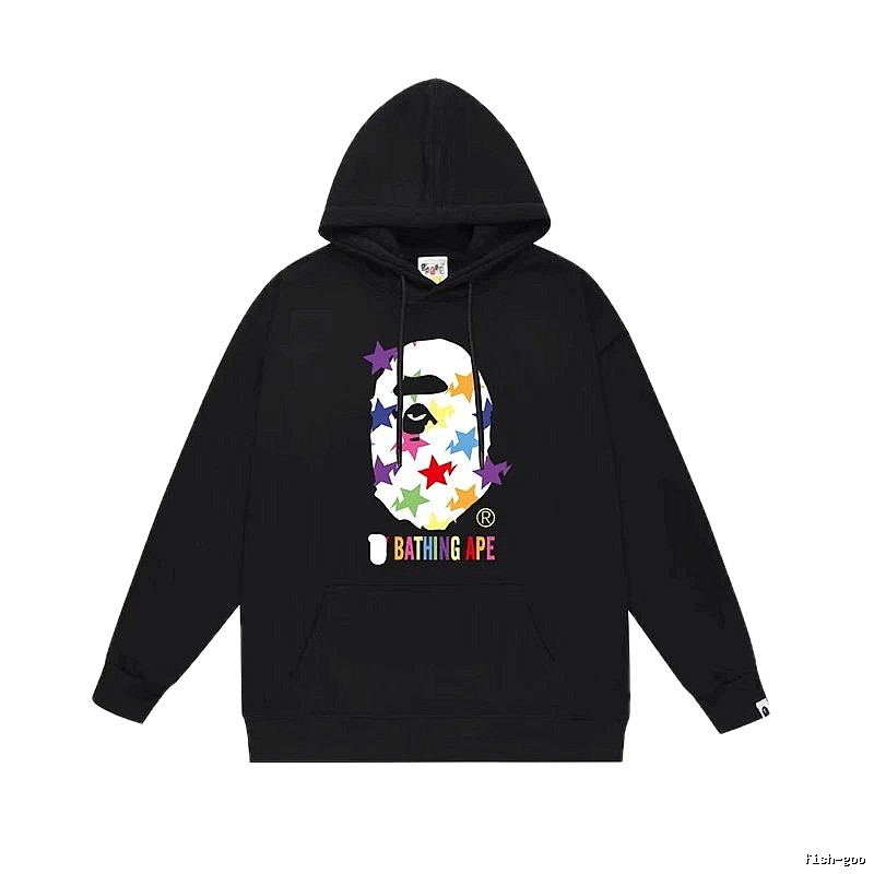 Bape Colorful Alien Style Black Hoodie