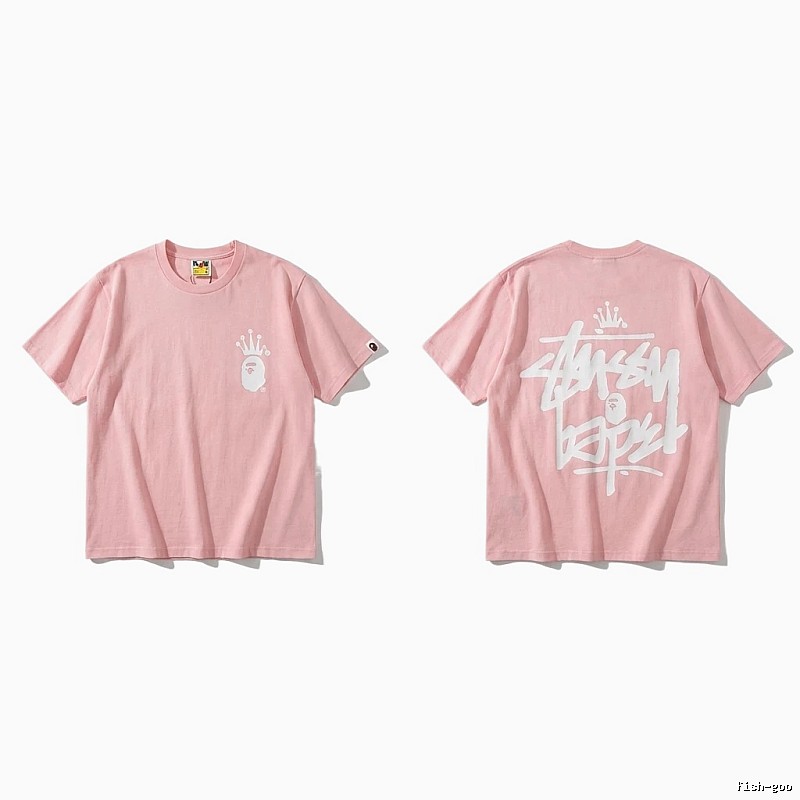 Bape Crown Trendy Pink Short Sleeve