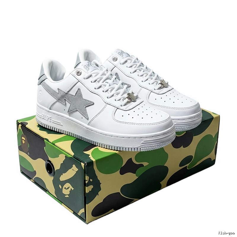 Bape Silver Star Simple Style White Shoes