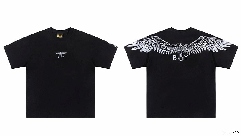 BOY Wing Print Street Style Black Short-sleeve T-shirt
