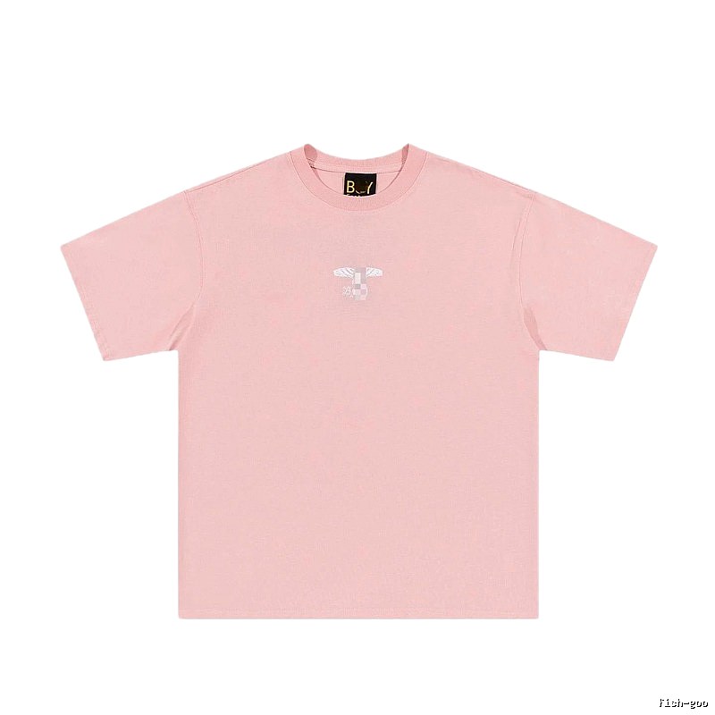 BOY Wing Print Street-style Pink Short Sleeve T-Shirt
