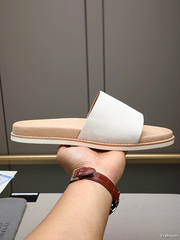 Brunello Cucinelli Minimalist Casual Off-White Slide Sandals