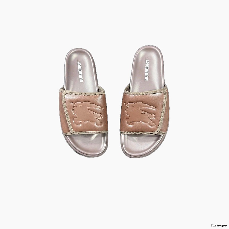 Burberry Classic Knight-Embossed Light Luxury Style Brown Slides