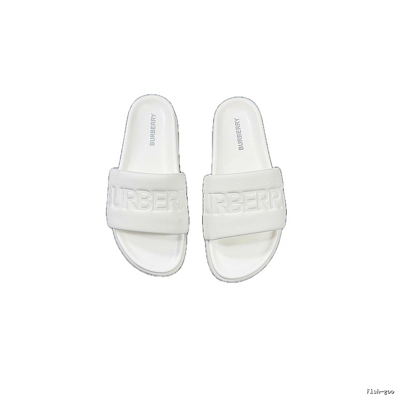 Burberry Embossed Minimalist Style White Slides