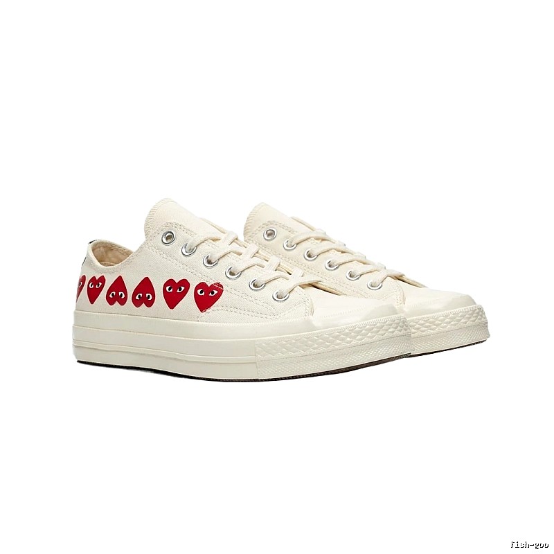 CDG Love Series White Canvas Shoes