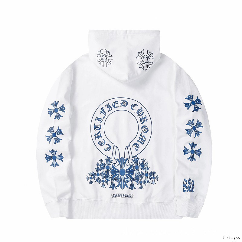 Chrome Hearts 2088-82 White Cross Graphic Hoodie Relaxed Styling