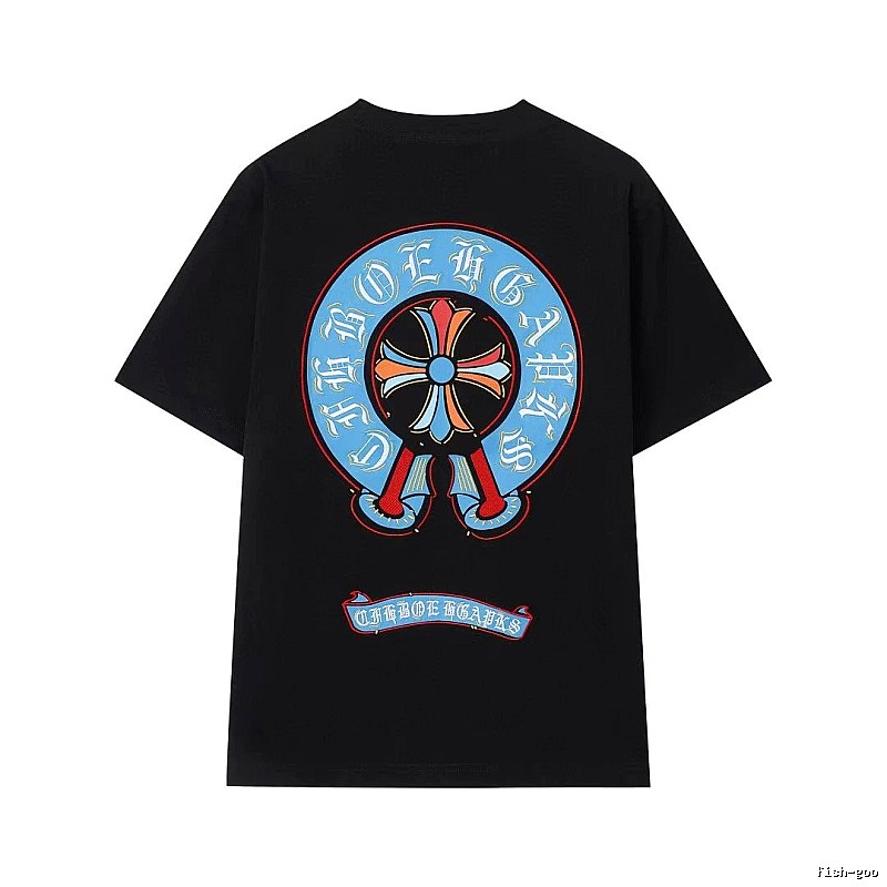 Chrome Hearts Colorful Cross Trendy Cool Style Black Short-sleeve T-shirt