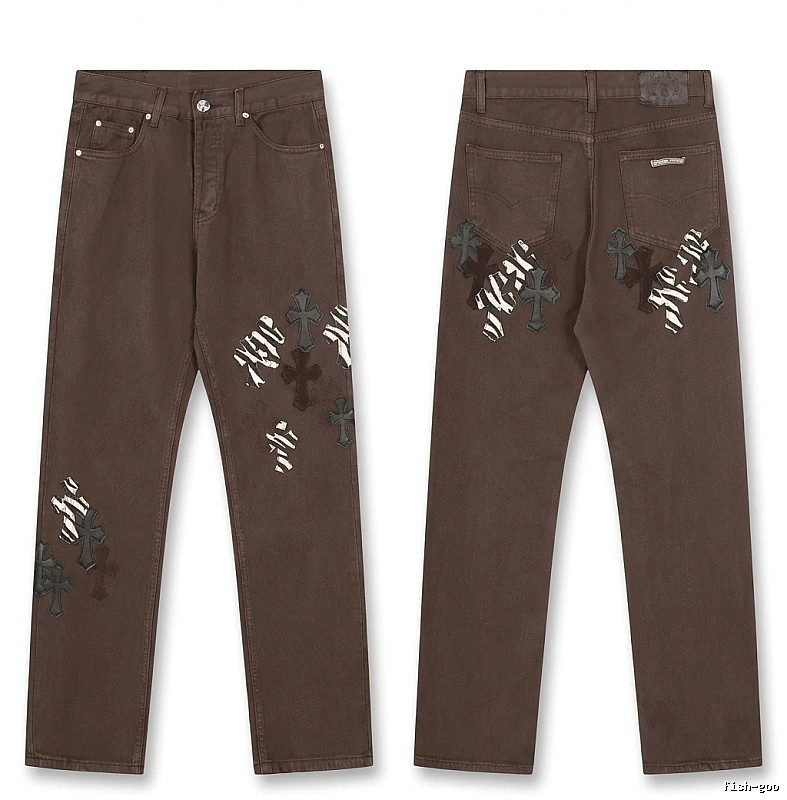 Chrome Hearts Cross Dark Style Brown Pants