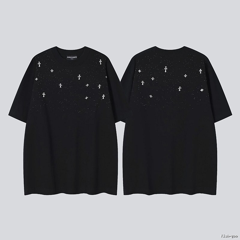 Chrome Hearts Cross Embroidered Street Style Black Short-sleeve T-shirt