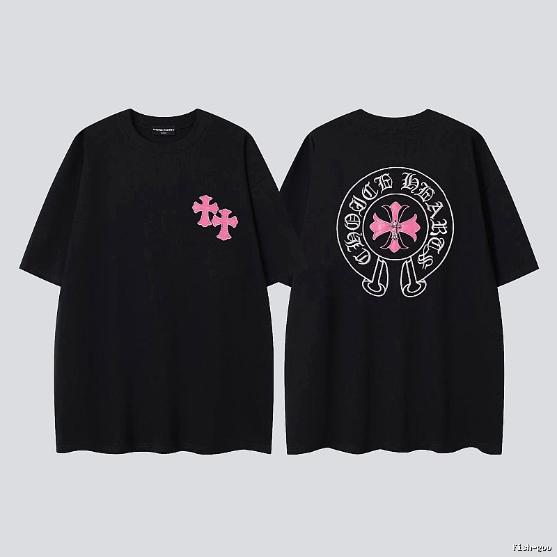 Chrome Hearts Cross Embroidered Street-style Black T-Shirt